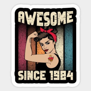 Awesome since 1984,38th Birthday Gift women 38 years old Birthday Sticker